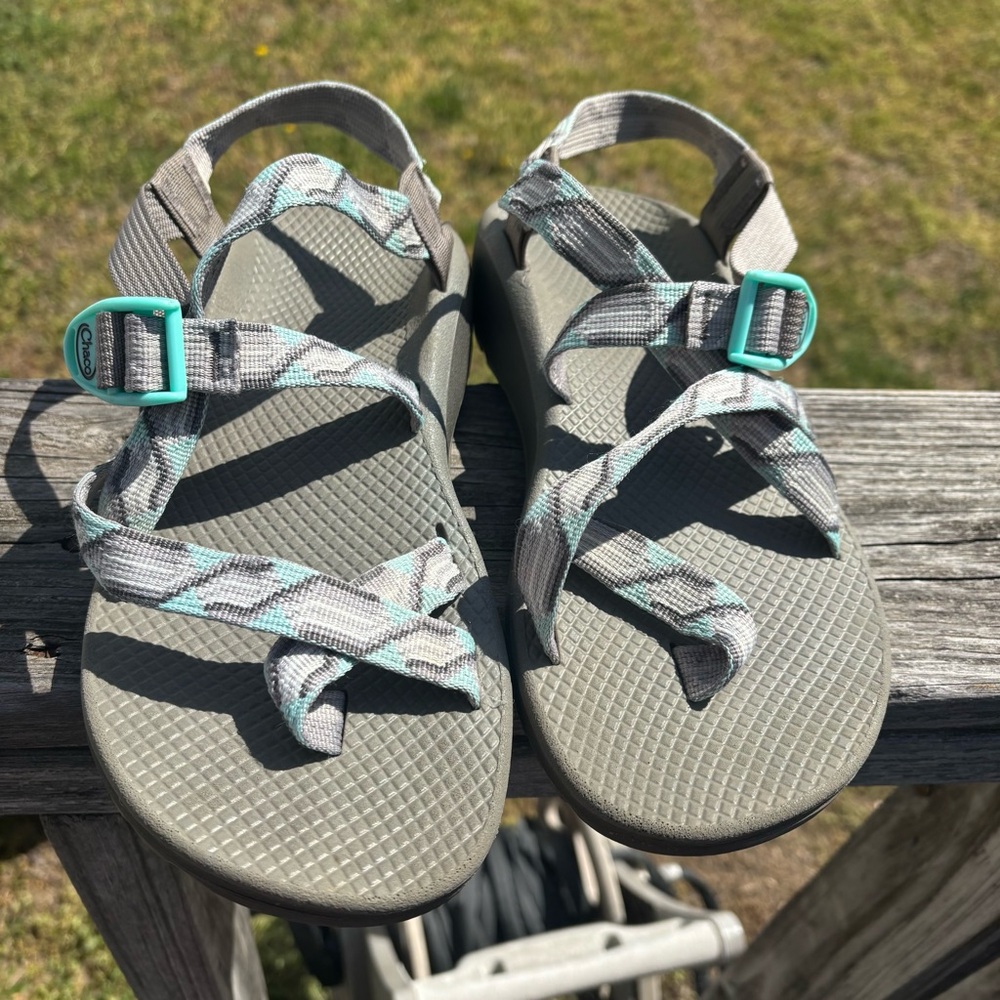 Chaco Women's Sport Sandals Gray with Teal Accents